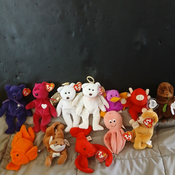 Ty Plush Toy Set - Purple Red White Pink Orange Brown